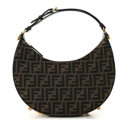 Fendi Fabric Jacquard Vitello Grace FF 1974 Small Fendigraphy Hobo Bag Tobacco Moro Ebano 1 of 10
