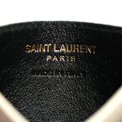 Saint Laurent Grain De Poudre Matelasse Chevron Monogram Credit Card Case Crema Soft 6 of 7
