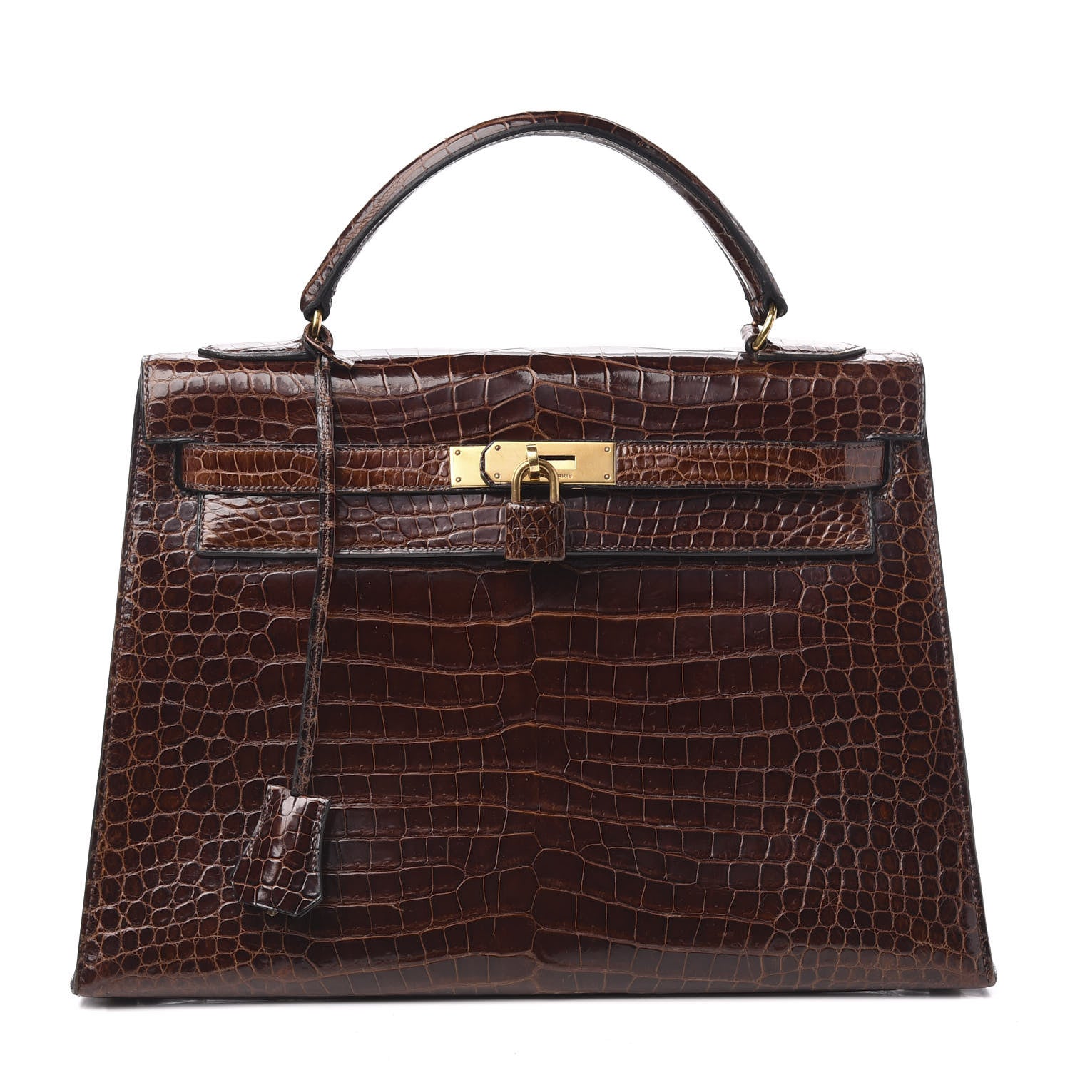 Hermes Shiny Niloticus Crocodile Kelly Sellier 32 Havane 1 of 30