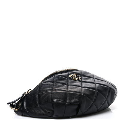 Chanel Lambskin Quilted Waist Bag Fanny Pack Black 4 of 12