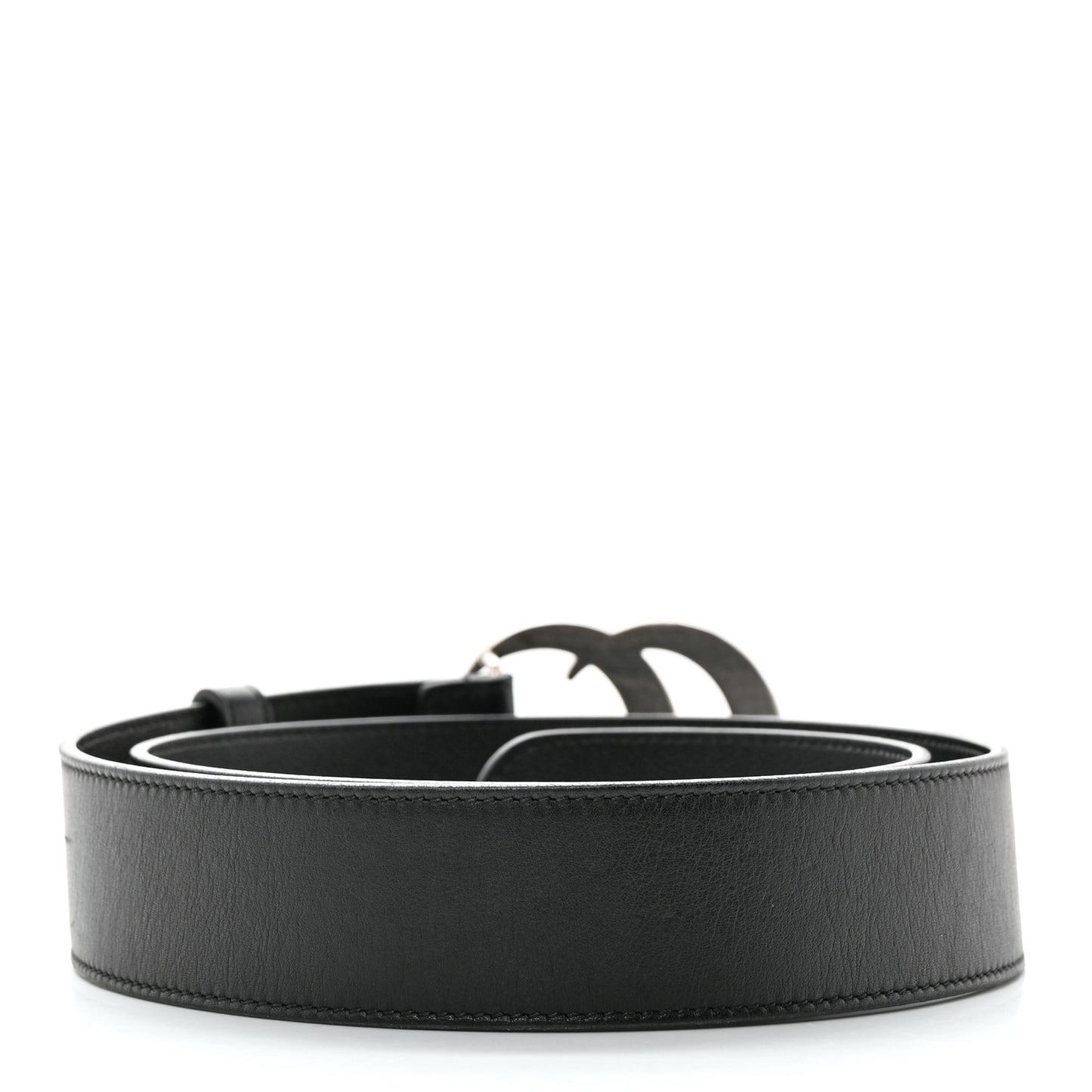 Moon Calfskin Nickel Double G 40mm Belt 85 34 Black