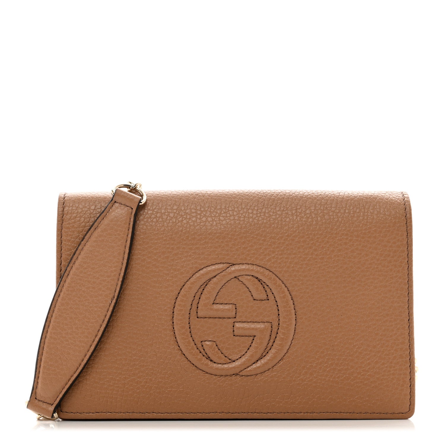 Gucci Pebbled Calfskin Soho Wallet On Chain Camelia 1 of 9