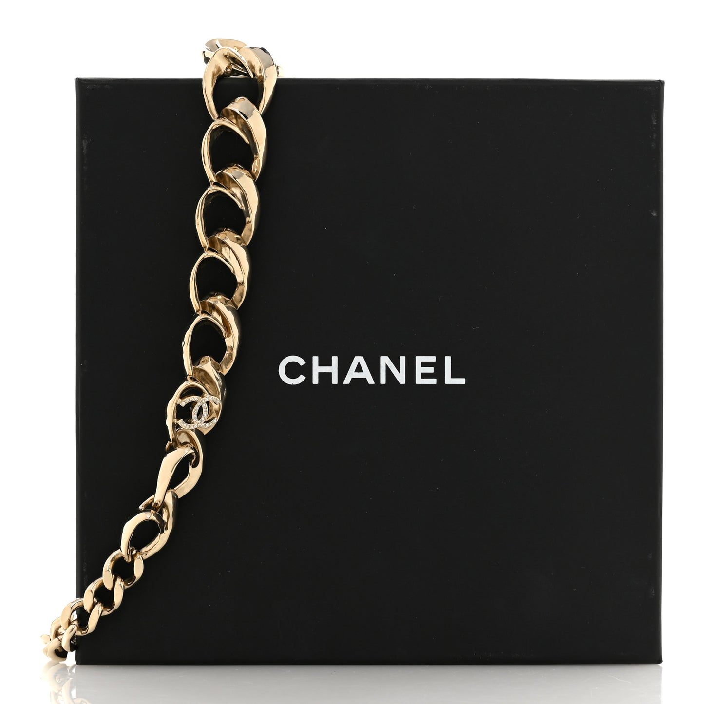 Crystal CC Chain Choker Necklace Gold