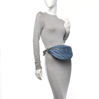 Balenciaga Denim Diagonal Allover Logo XS Souvenir Belt Bag 2 of 11