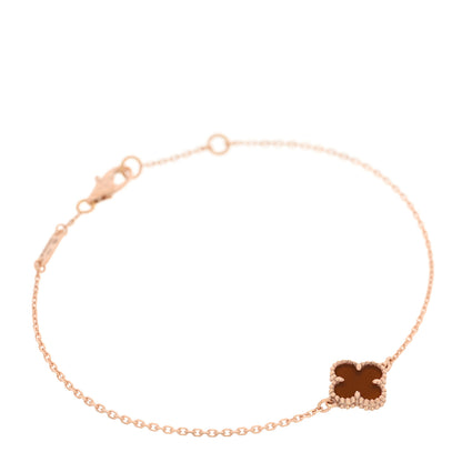 Van Cleef & Arpels 18K Rose Gold Carnelian Sweet Alhambra Bracelet 1 of 5
