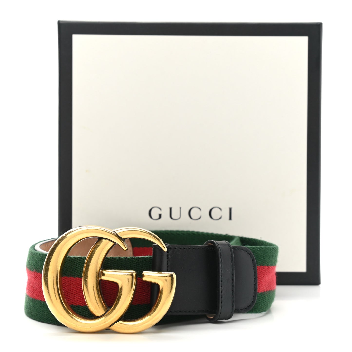 Nylon Calfskin Double G Web 40mm Belt 85 34 Green Red Black