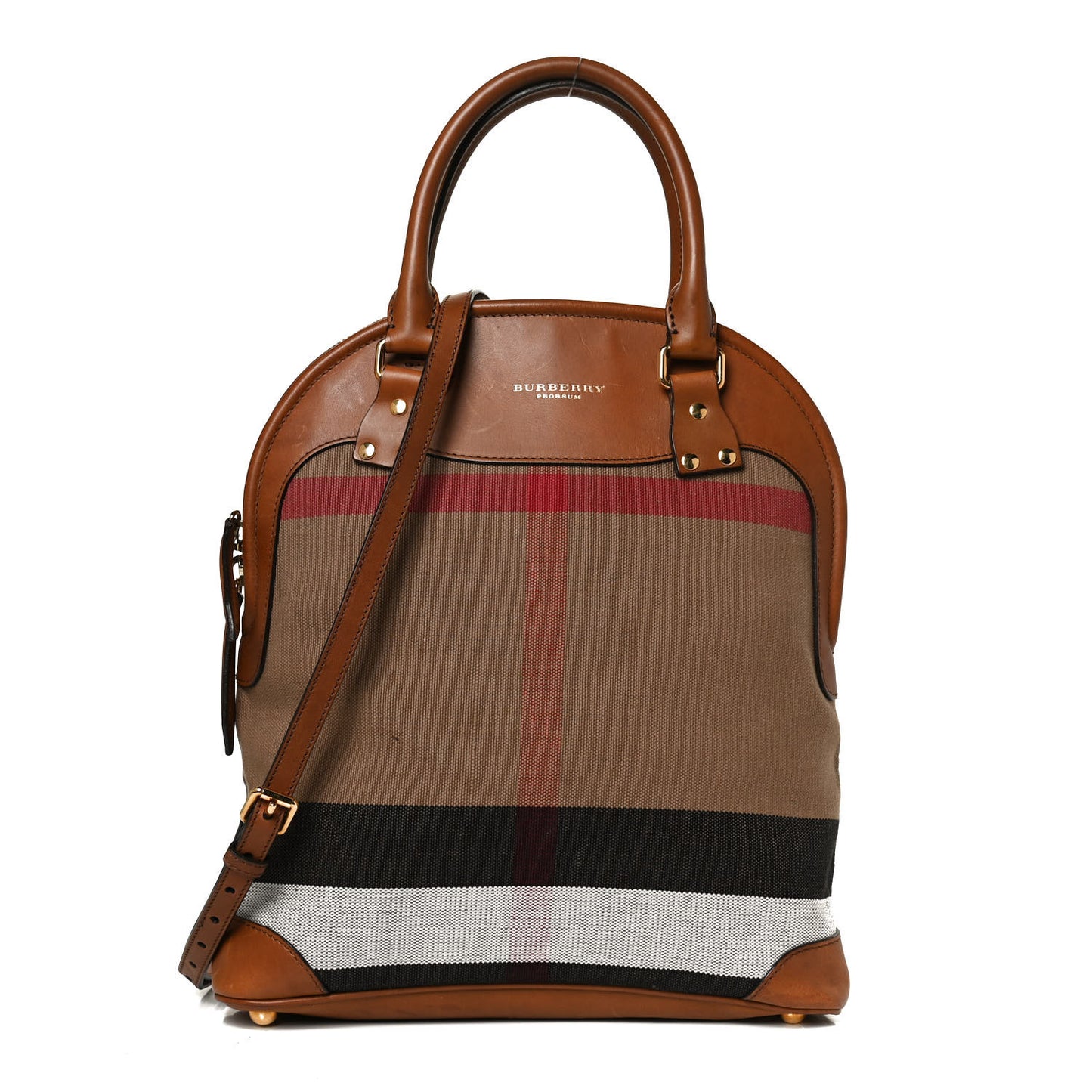 Canvas Mega Check Calfskin Medium Bloomsbury Saddle Brown