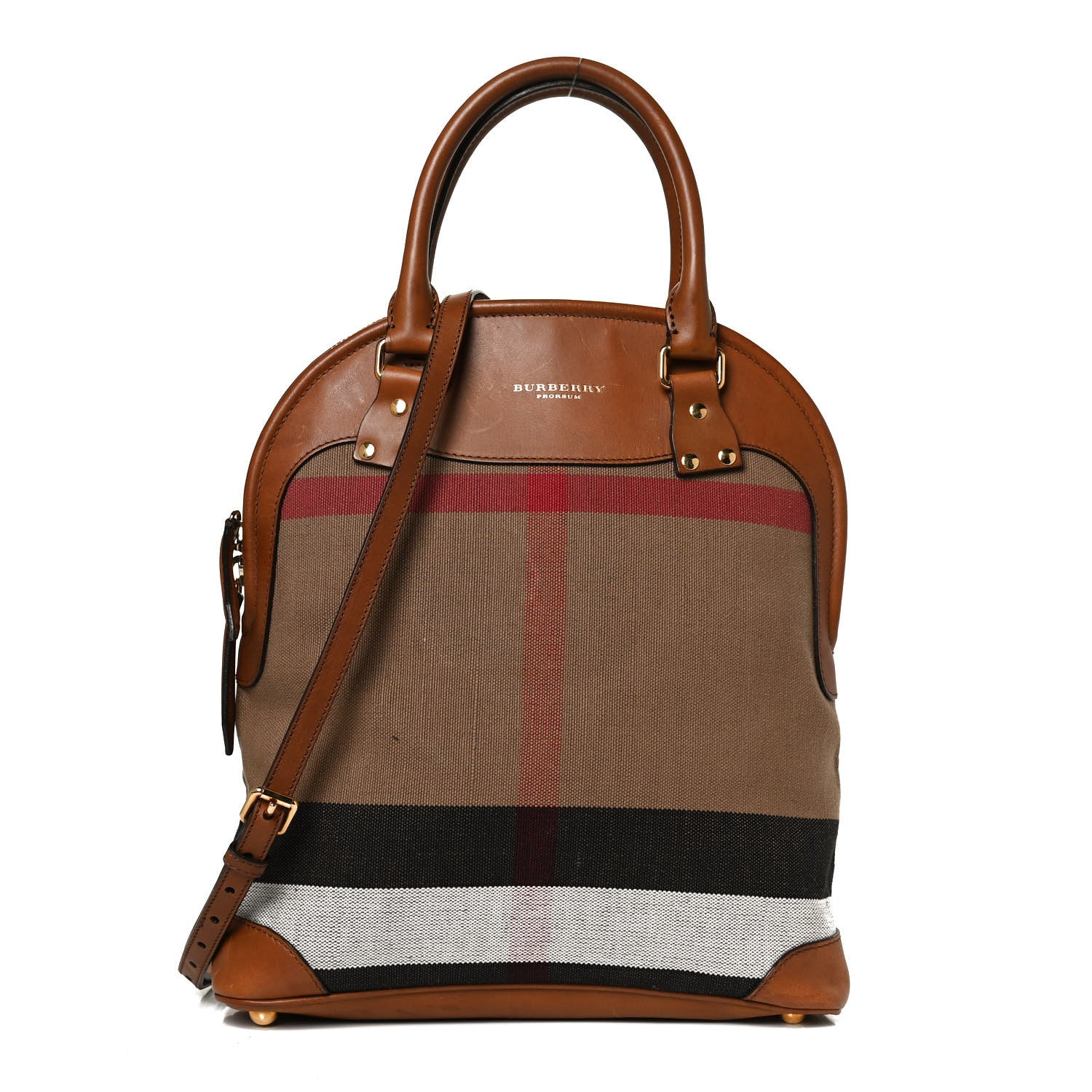 Burberry Canvas Mega Check Calfskin Medium Bloomsbury Saddle Brown 1 of 15