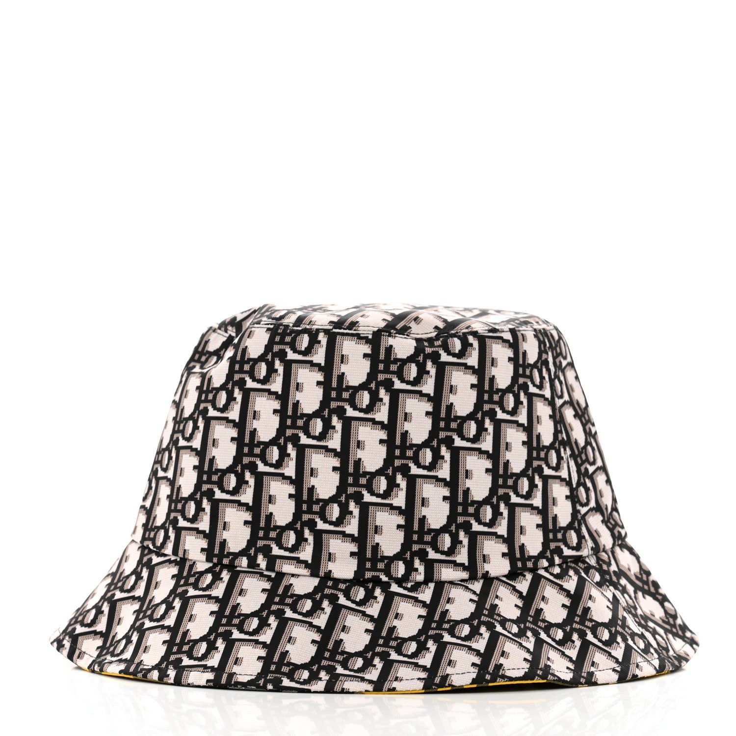 Christian Dior Oblique Check'N'Dior Reversible Teddy-D Brim Bucket Hat 57 Blue Yellow 3 of 12