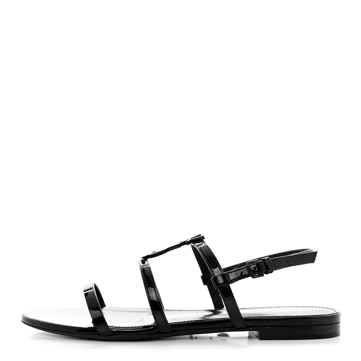 Patent Calfskin Cassandra Monogram Sandals 36.5 Black