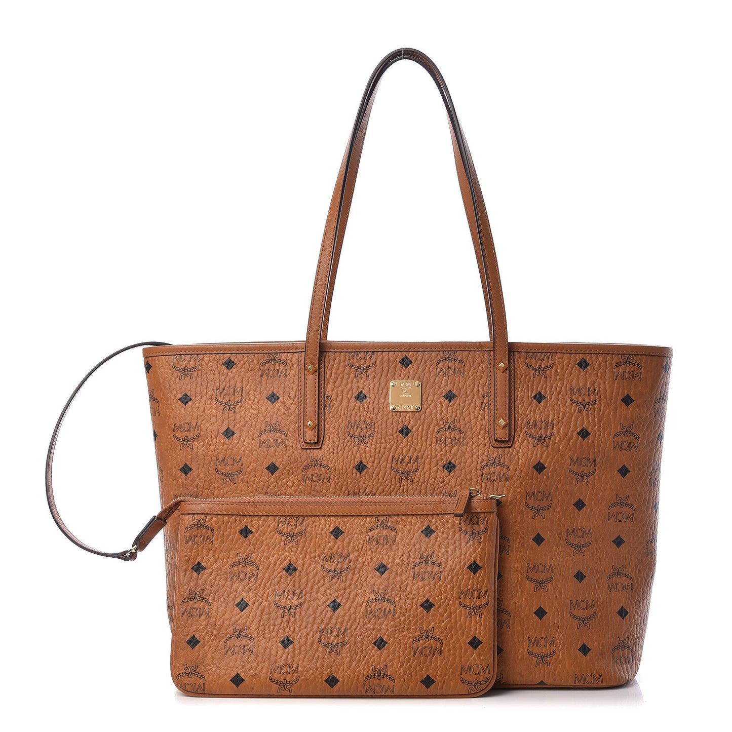 Visetos Medium Anya Top Zip Shopper Tote Cognac