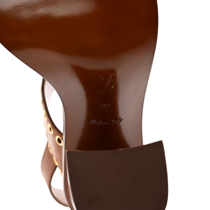 Louis Vuitton Calfskin Monogram Passenger Heeled Sandals 39 Cognac 6 of 8