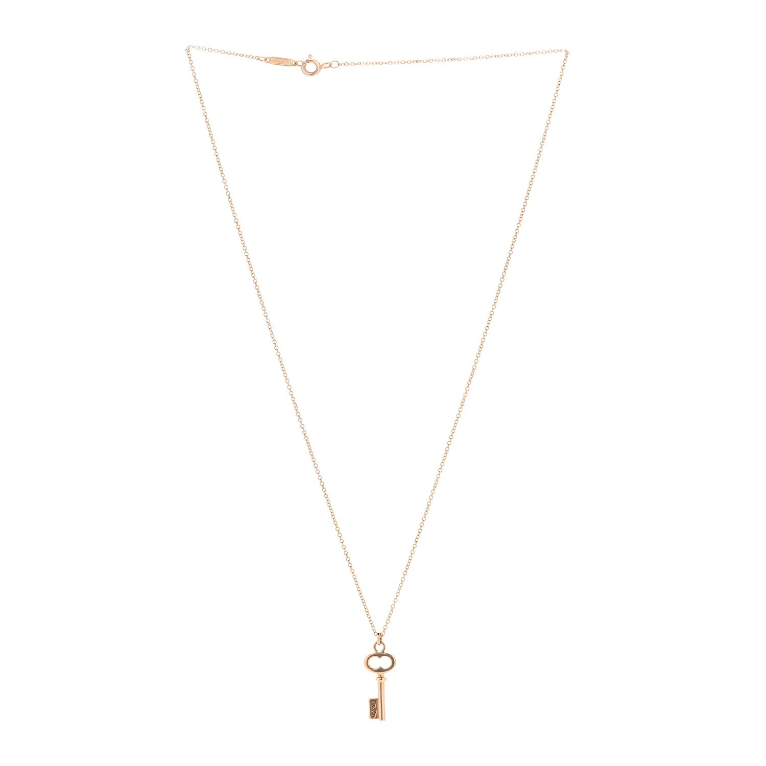 Tiffany 18K Rose Gold Mini Key Pendant Necklace 3 of 5