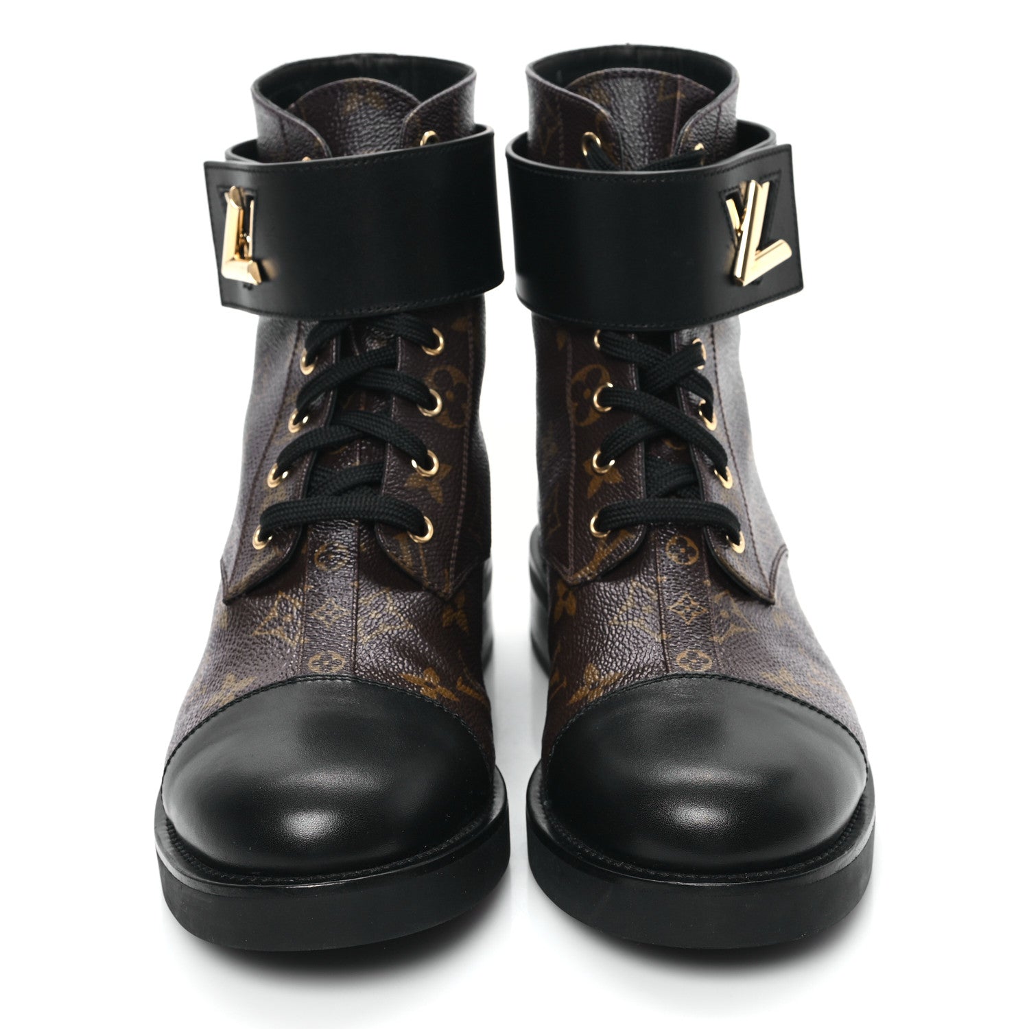 Louis Vuitton Calfskin Monogram Wonderland Flat Ranger Boots 41 Black 2 of 10