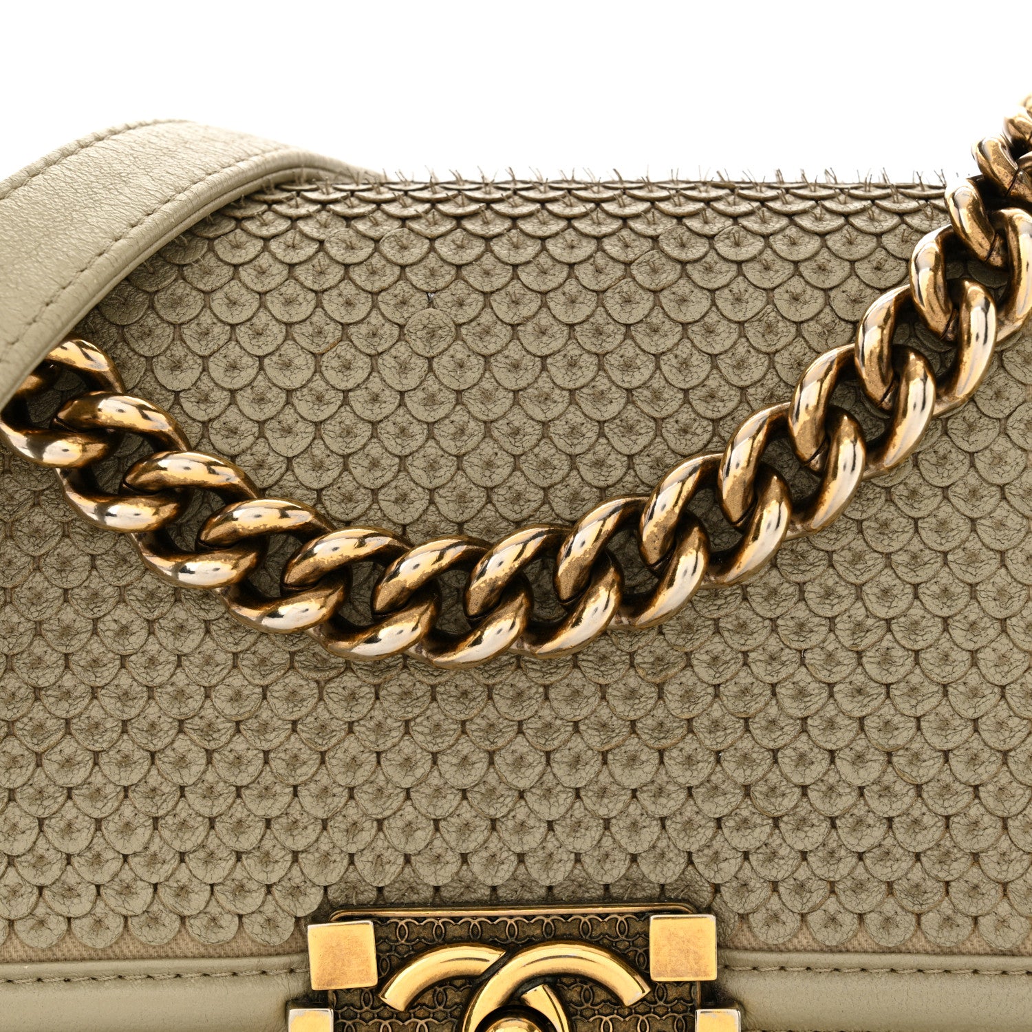Chanel Metallic Lambskin Small Scaled Boy Flap Gold 8 of 12