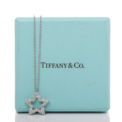 Tiffany Platinum Diamond Star Pendant Necklace 4 of 7