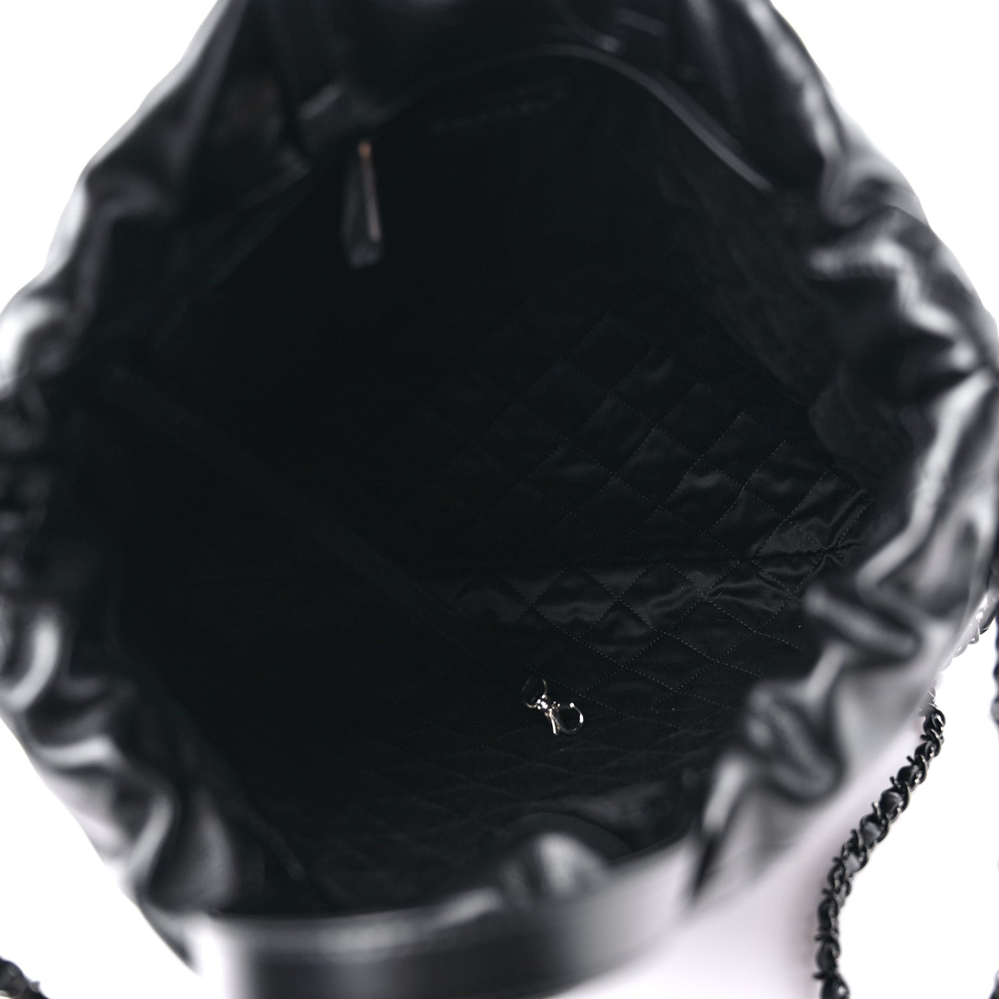 Shiny Calfskin Quilted Chanel 22 Backpack So Black