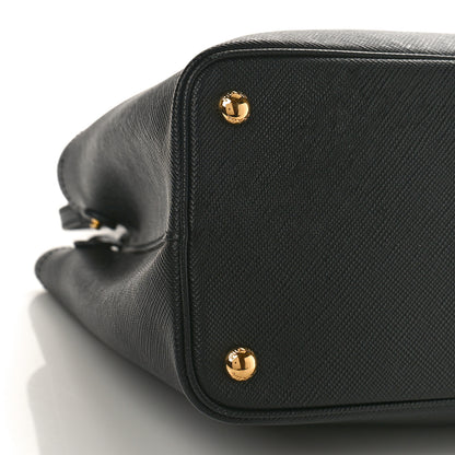 Prada Saffiano Cuir Small Double Bag Black Mughetto 7 of 8