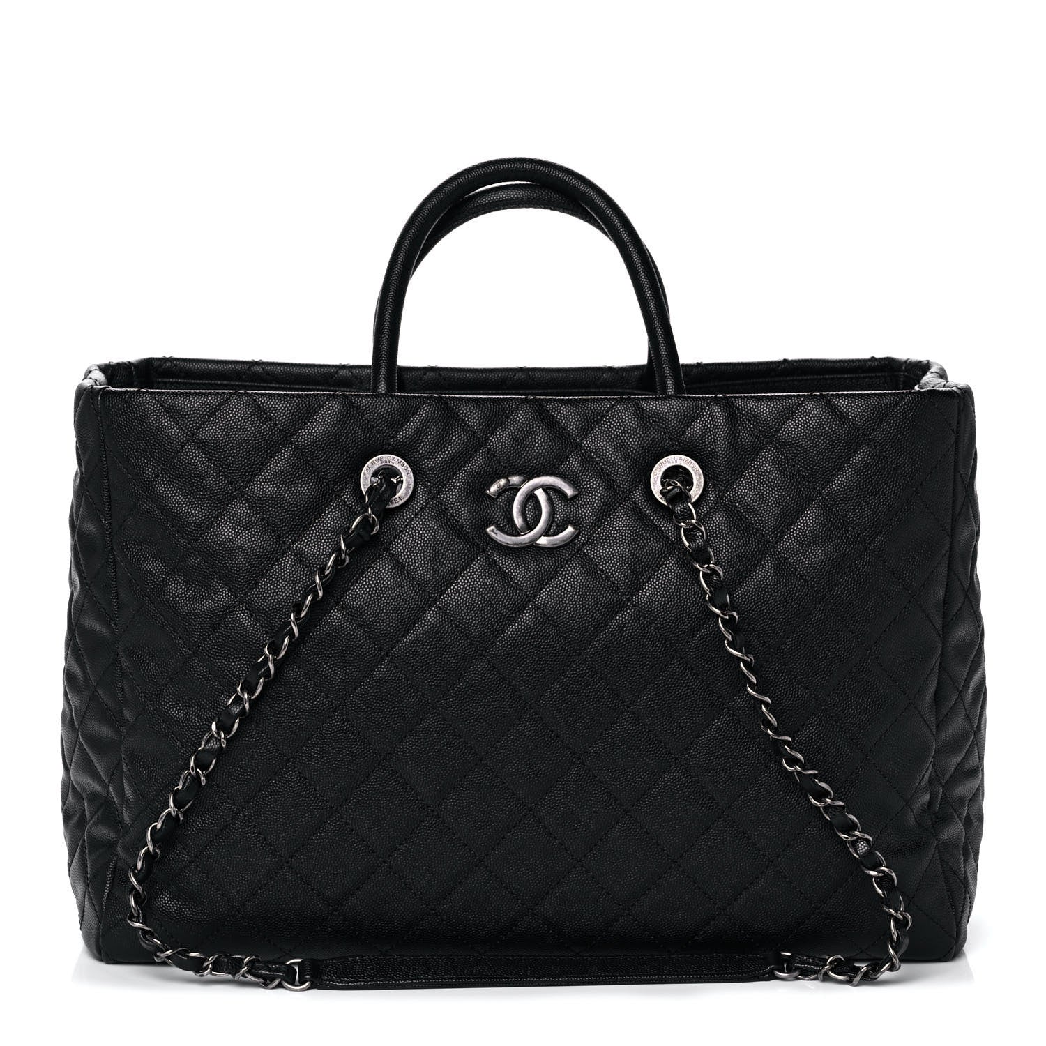 Chanel Caviar Quilted Large Coco Handle Shopping Tote Black 3 of 16