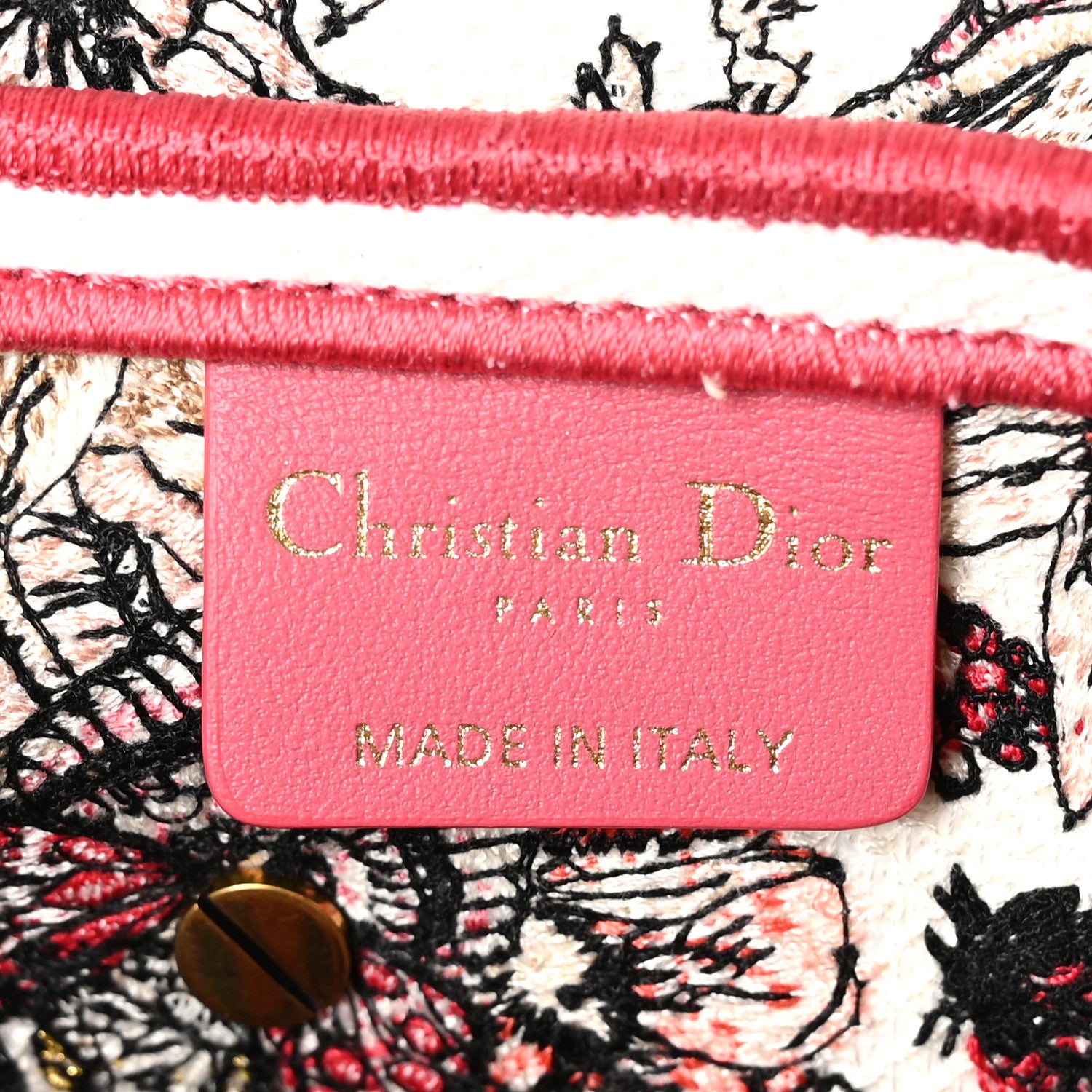 Christian Dior Canvas Embroidered Butterfly Print Saddle Bag Pink Multicolor 6 of 10