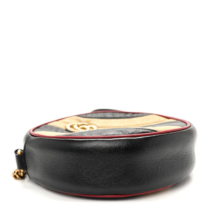 Gucci Azalea Calfskin Matelasse Diagonal Patchwork Mini Torchon GG Marmont Round Shoulder Bag Black Beige Romantic Cerise 4 of 10