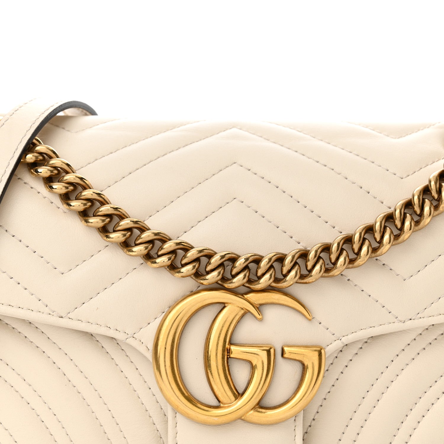 Gucci Calfskin Matelasse Small GG Marmont Shoulder Bag White 8 of 11