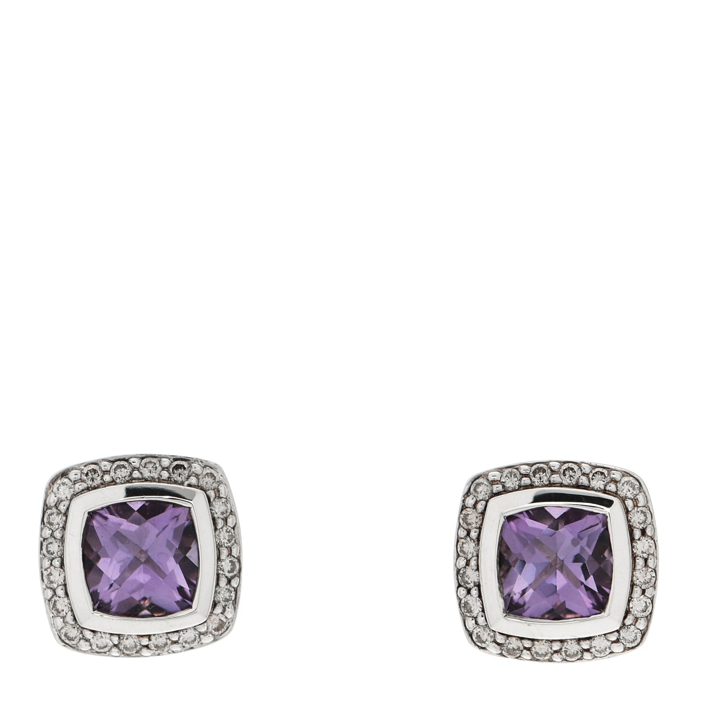 Sterling Silver Diamond Amethyst 5mm Petite Albion Earrings