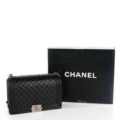 Chanel Metallic Calfskin Quilted New Medium Boy Flap Black 9 of 9
