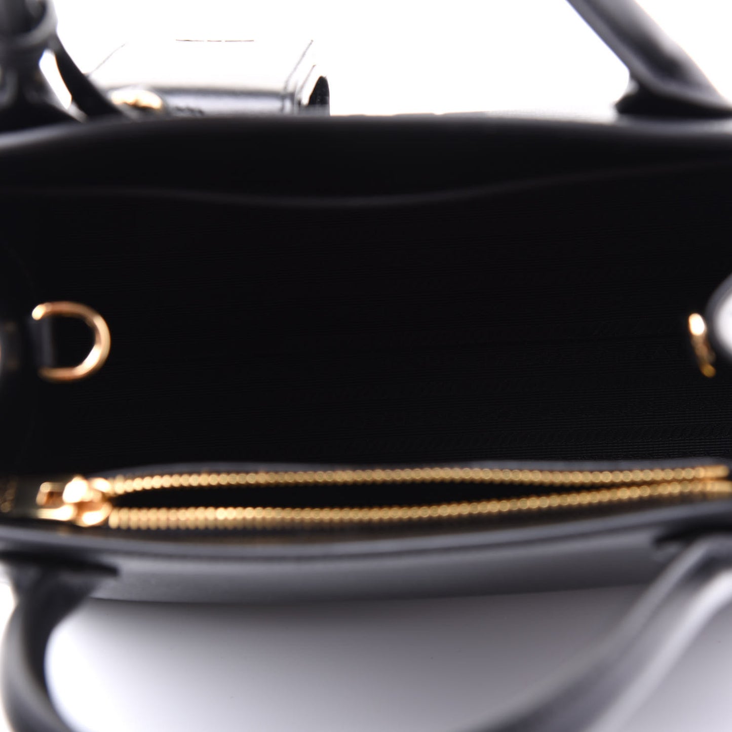 Saffiano Cuir Calfskin Small Monochrome Top Handle Tote Black