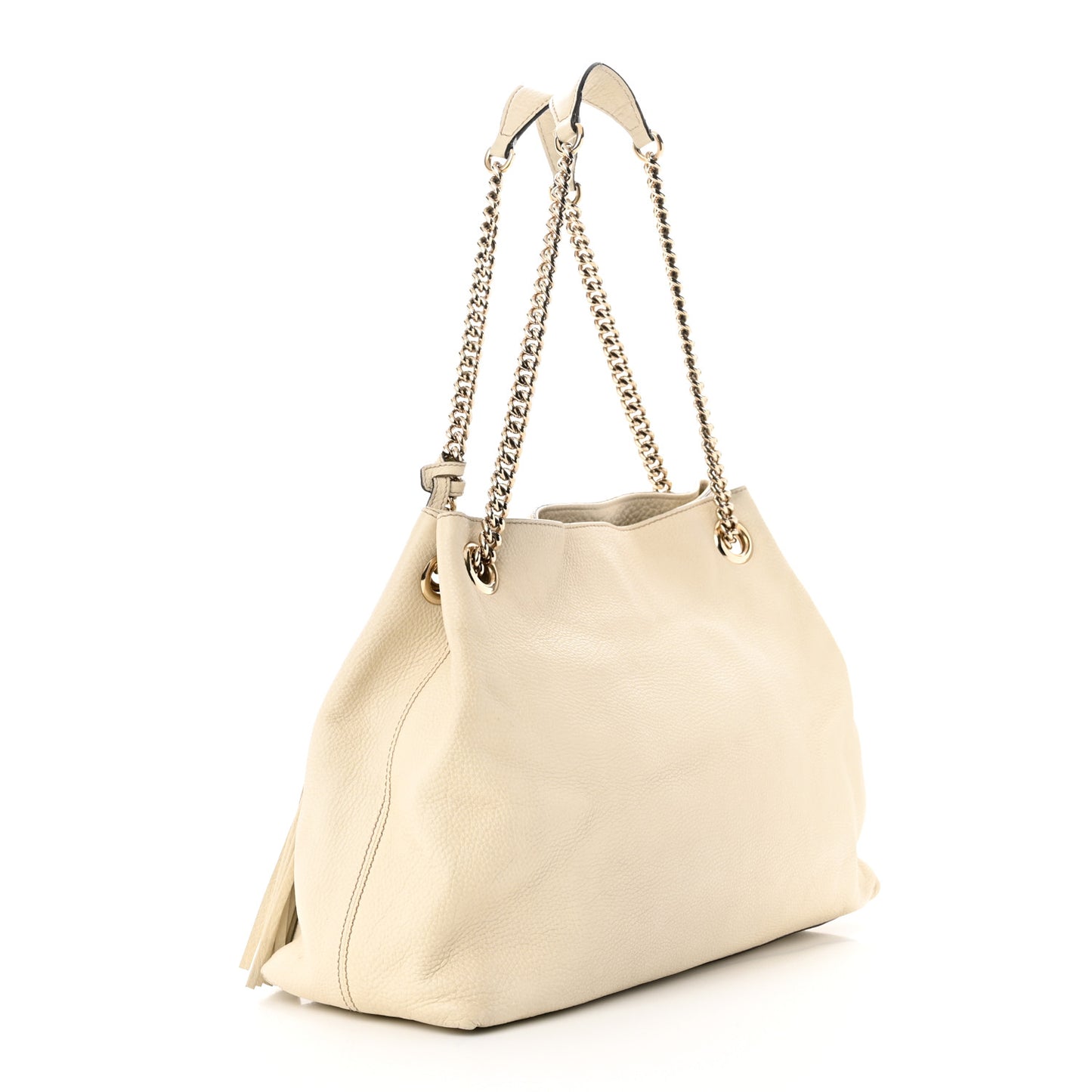 Pebbled Calfskin Medium Soho Chain Shoulder Bag Off White