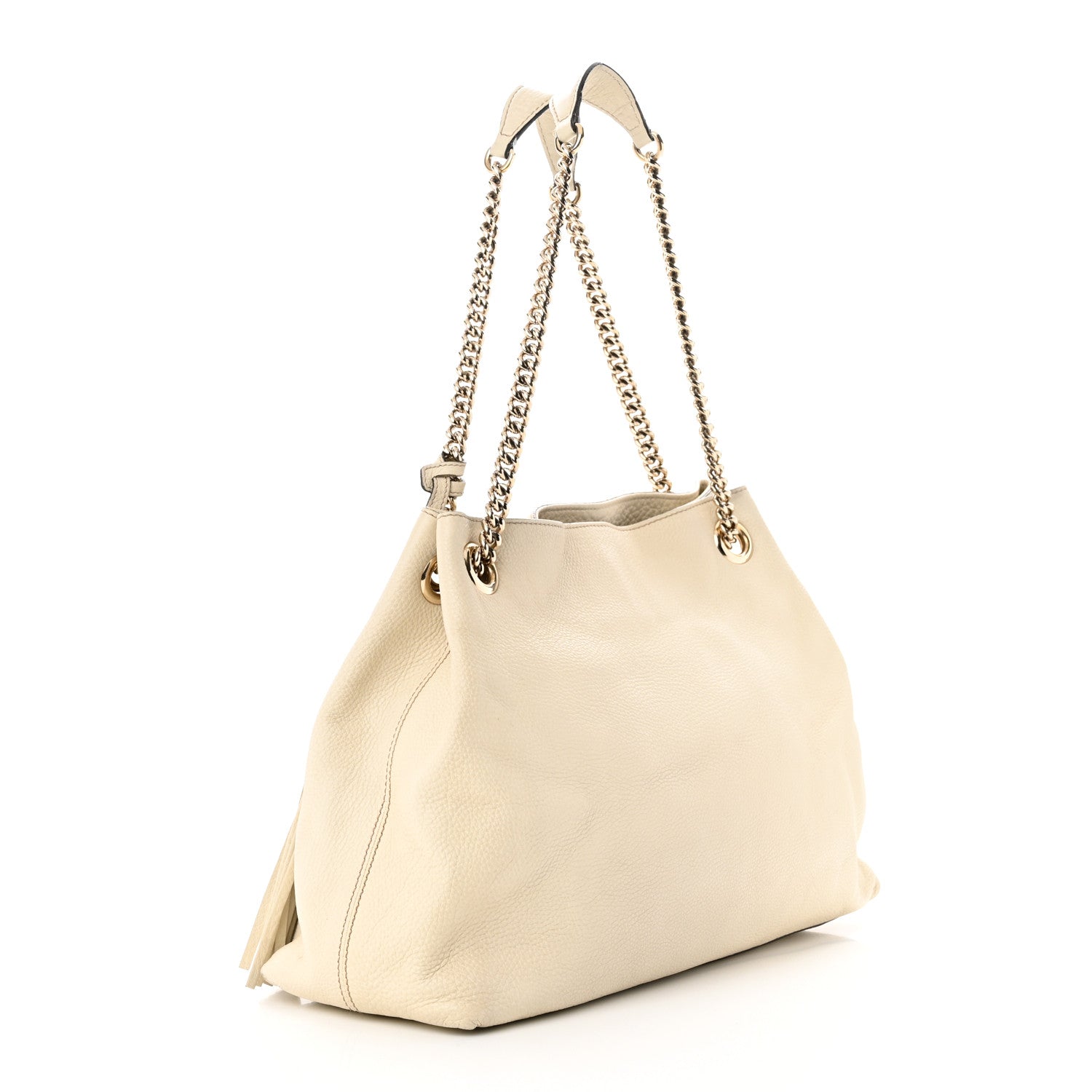Gucci Pebbled Calfskin Medium Soho Chain Shoulder Bag Off White 3 of 16