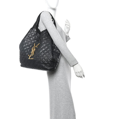 Saint Laurent Lambskin Quilted Maxi Icare Shopping Tote Black 2 of 12