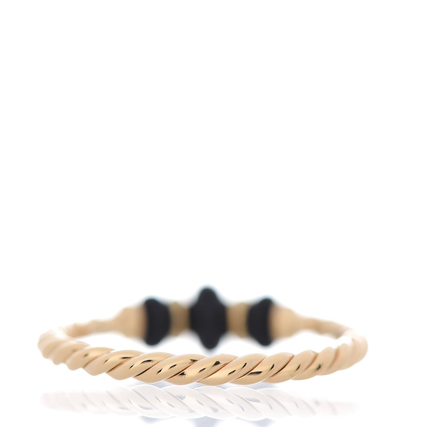 David Yurman 18K Yellow Gold Black Onyx Rio Rondelle Ring 54 6.75 3 of 5