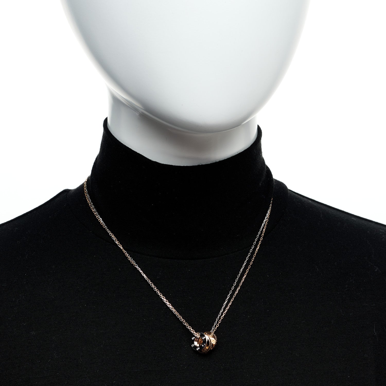 Cartier 18K White Pink Gold Diamond Three Ring LOVE Pendant Necklace 2 of 7