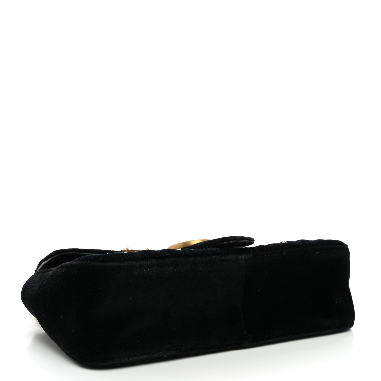Gucci Velvet Matelasse Marquise Crystals Embroidered Small GG Marmont Shoulder Bag Black 3 of 9