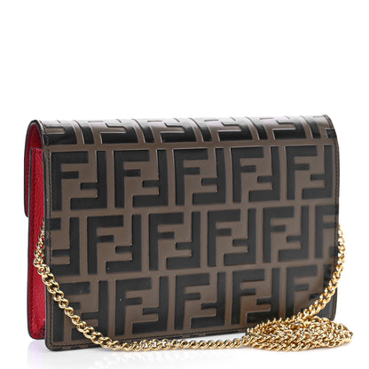 Fendi Vitello Cruise F is Fendi FF 1974 Embossed Medium Envelope Wallet On Chain Fragola Maya Black 3 of 9