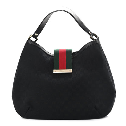 Gucci Monogram Large New Ladies Web Hobo Black 1 of 14