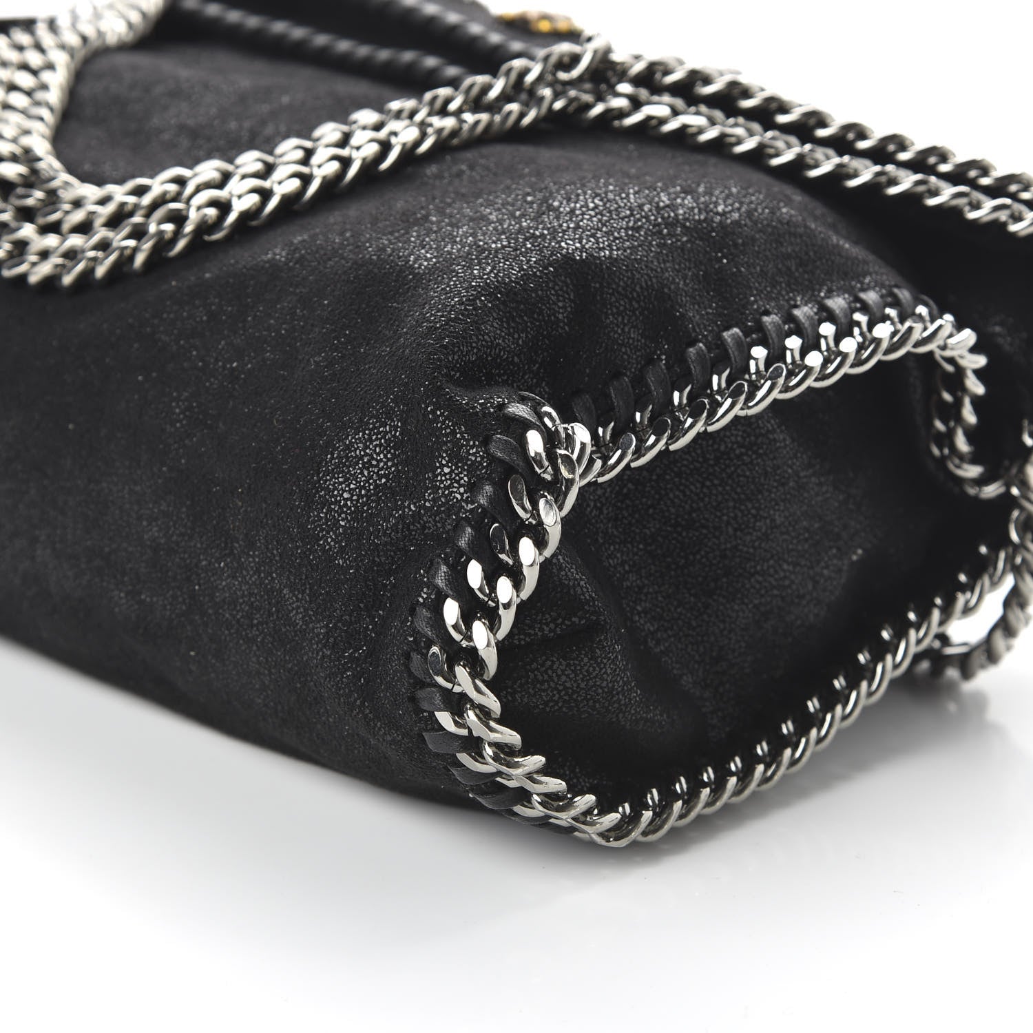 Stella McCartney Embellished Shaggy Deer Small Falabella Fold Over Tote Black 6 of 8