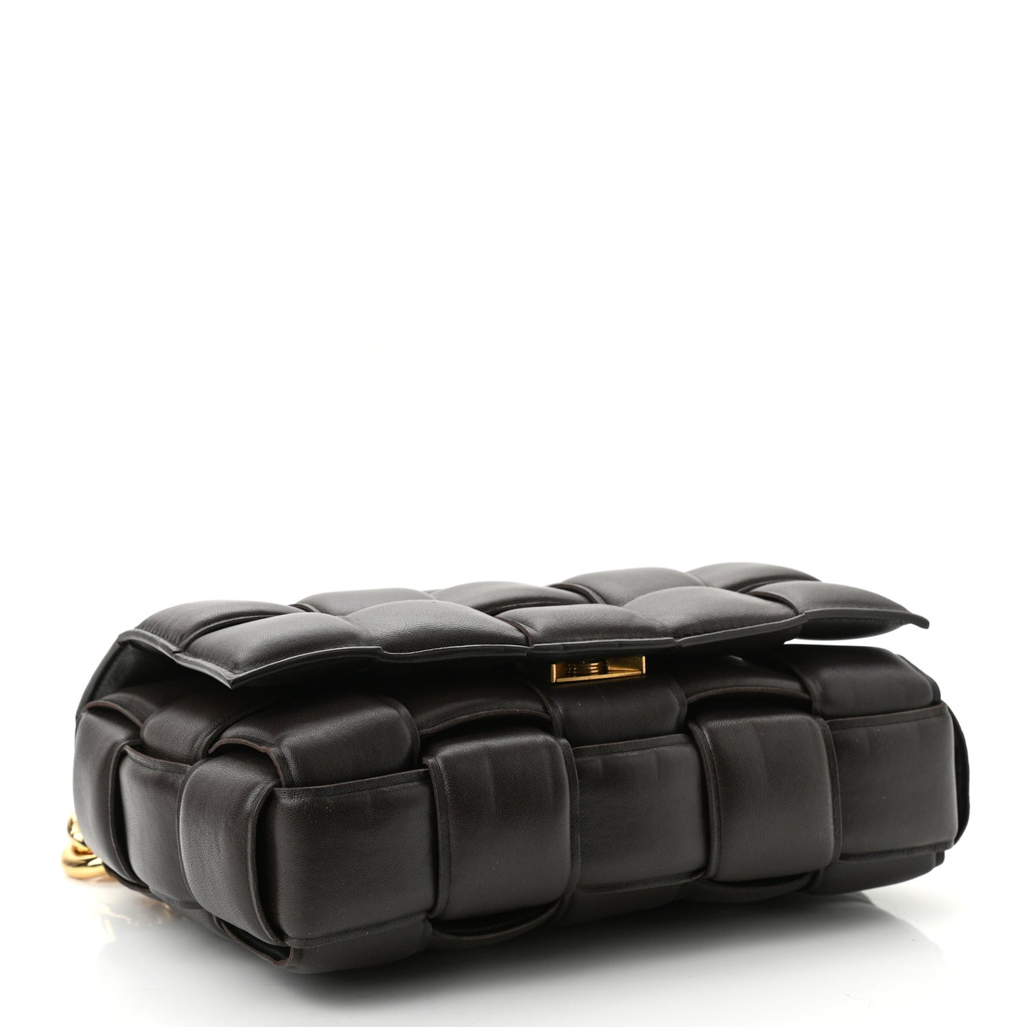 Lambskin Maxi Intreccio Padded Chain Cassette Crossbody Bag Black
