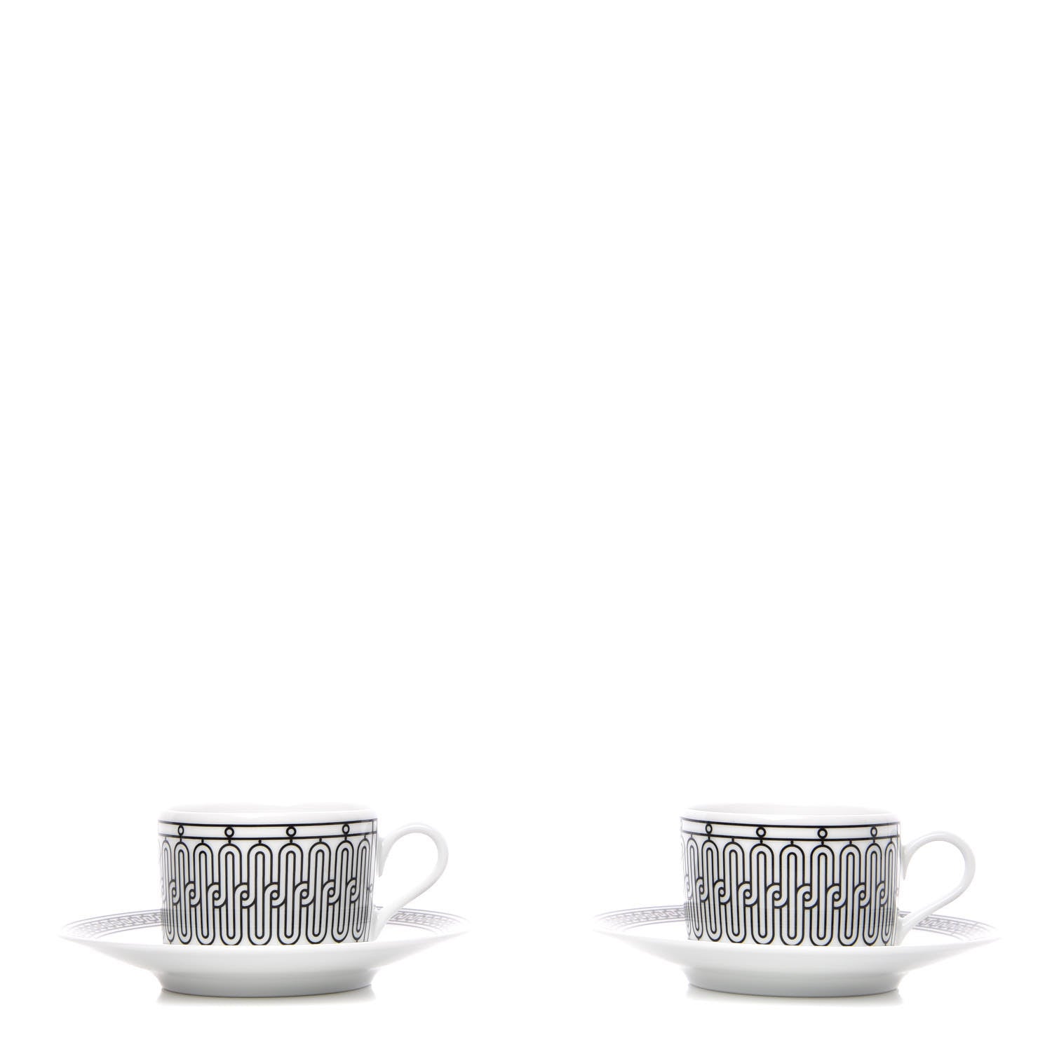 Hermes Porcelain H Deco Tea Cup And Saucer Set Of 2 1 of 8