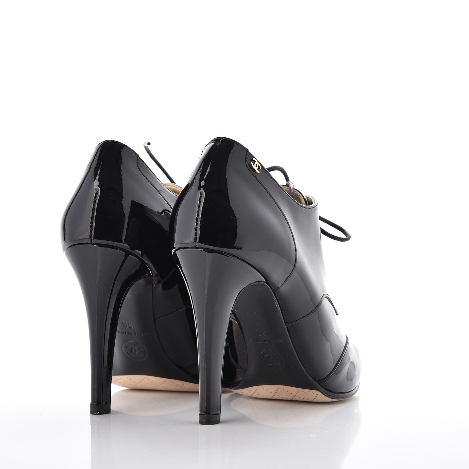 Chanel Patent Calfskin Cap Toe Short Boots 36 Black 4 of 9