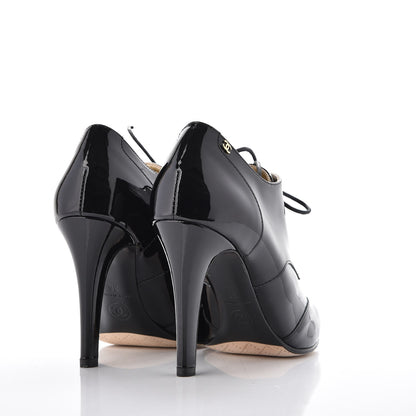 Chanel Patent Calfskin Cap Toe Short Boots 36 Black 4 of 9