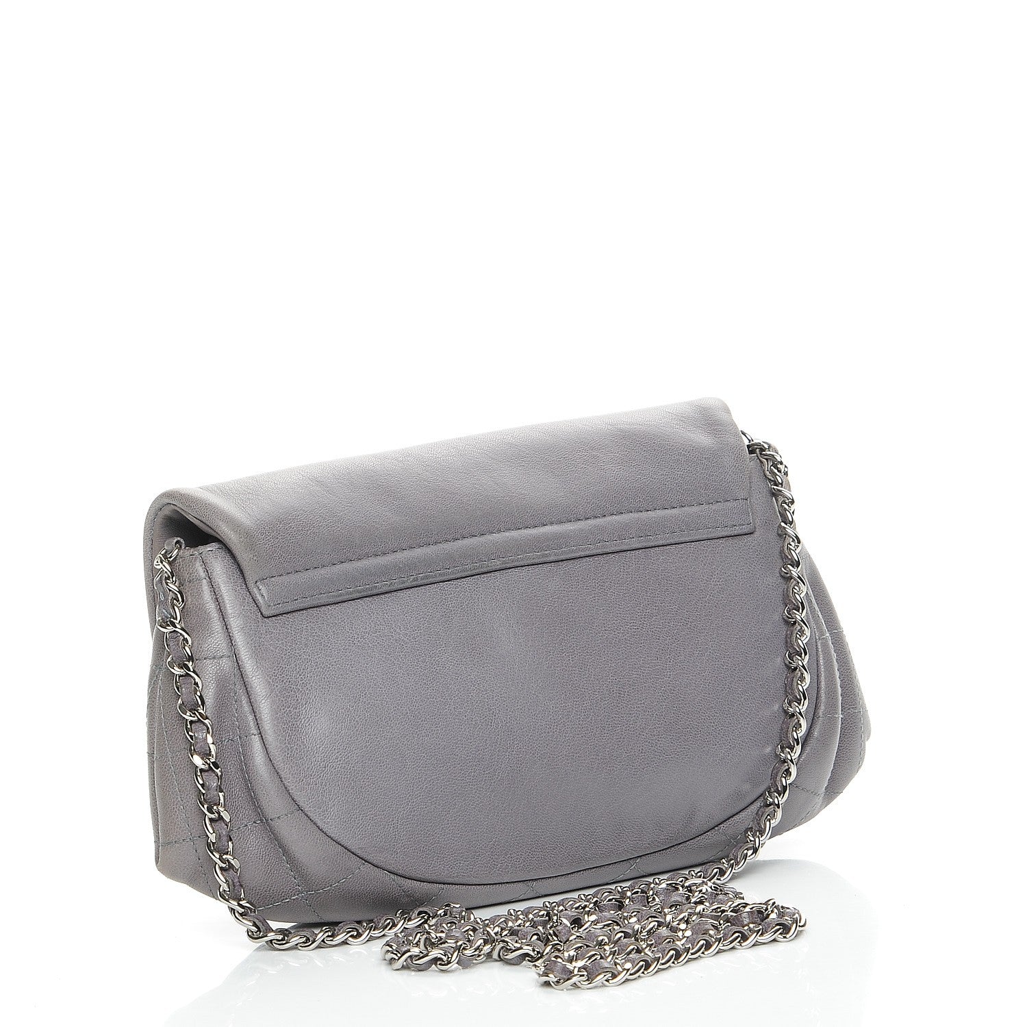 Chanel Lambskin Half Moon Wallet On Chain WOC Blue 3 of 8