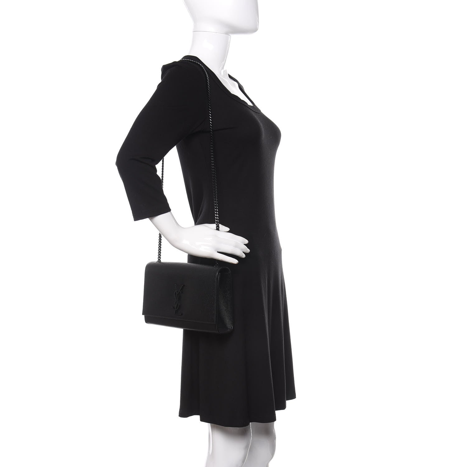 Saint Laurent Grain De Poudre Medium Classic Monogram Kate Satchel Black 2 of 11