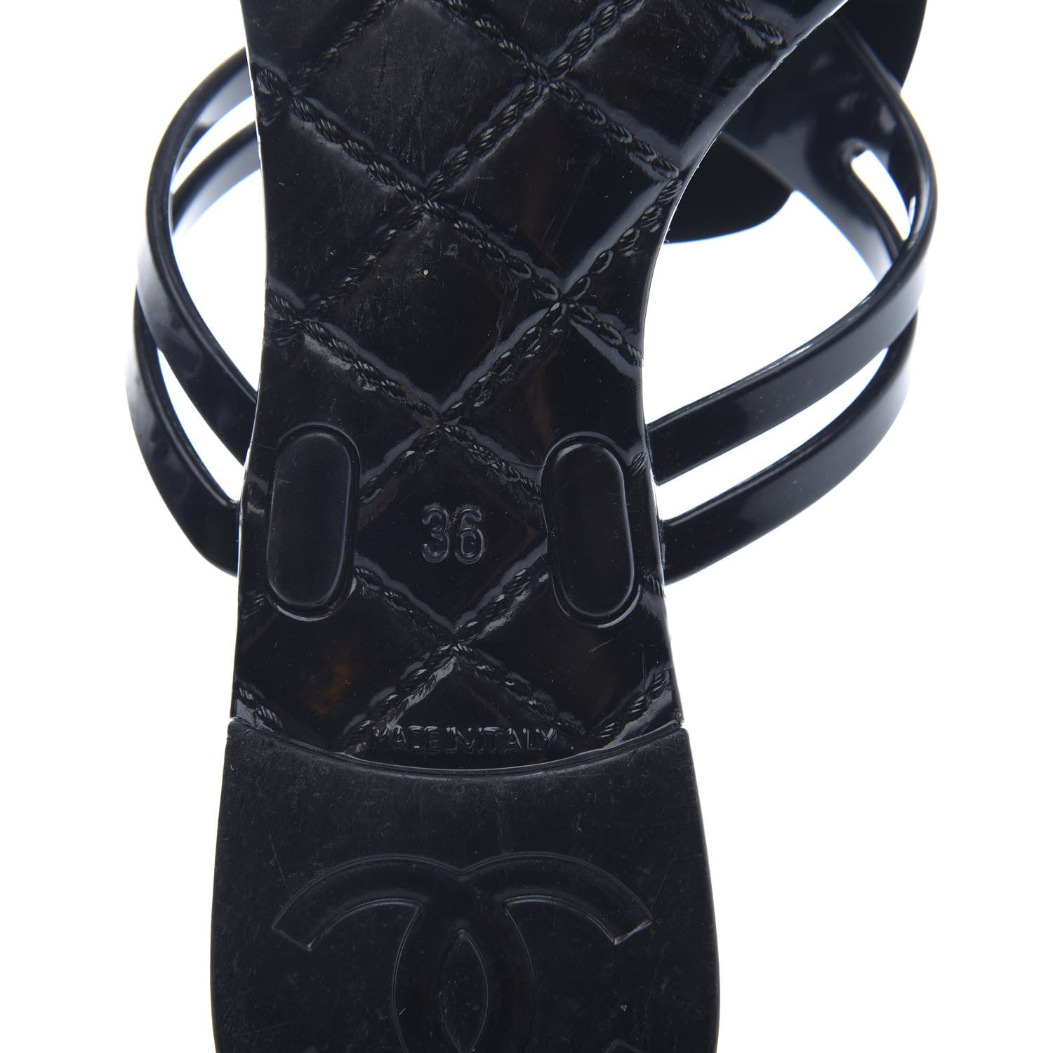 Chanel Jelly Quilted Camellia Thong Sandals 36 Black 8 of 8