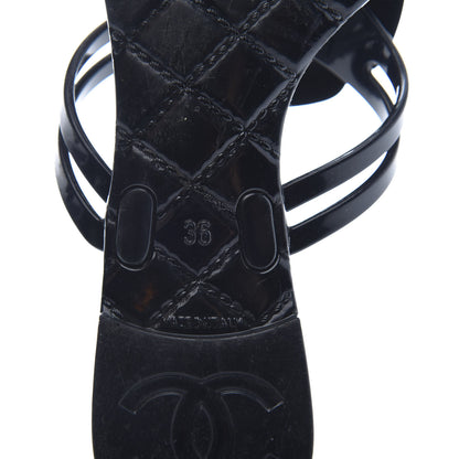 Chanel Jelly Quilted Camellia Thong Sandals 36 Black 8 of 8