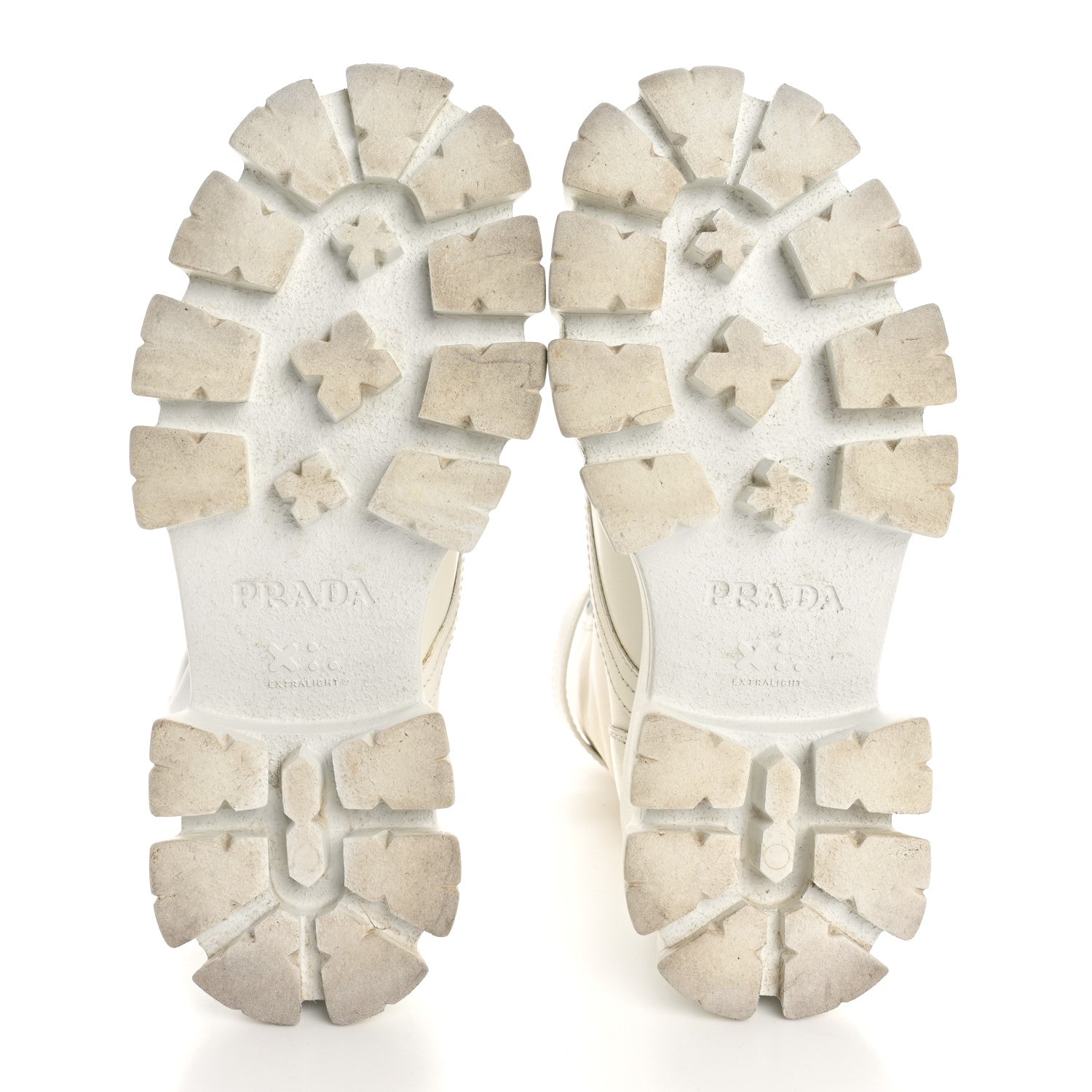 Prada Spazzolato Rois Re-Nylon Metal Triangle Logo Monolith Pouch Pocket 55mm Boots 36 White 5 of 14