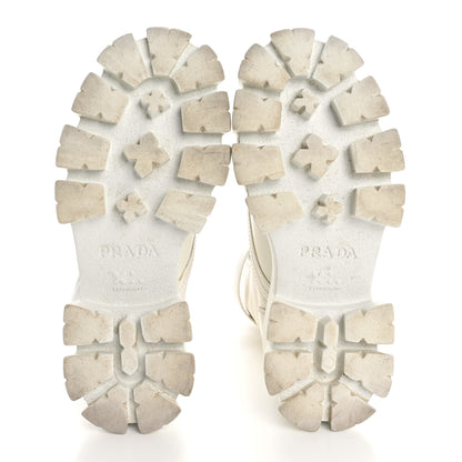 Prada Spazzolato Rois Re-Nylon Metal Triangle Logo Monolith Pouch Pocket 55mm Boots 36 White 5 of 14