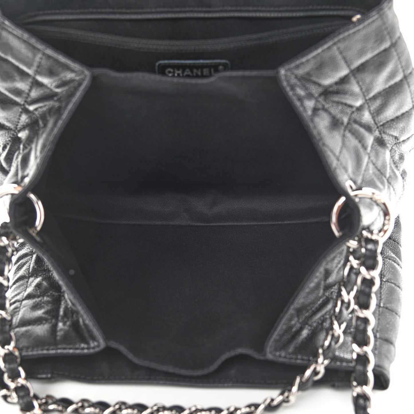 Caviar Quilted Timeless Accordion Flap Black
