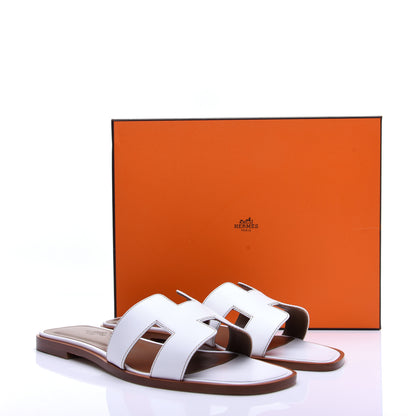 Hermes Box Calfskin Oran Sandals 39.5 White 11 of 11